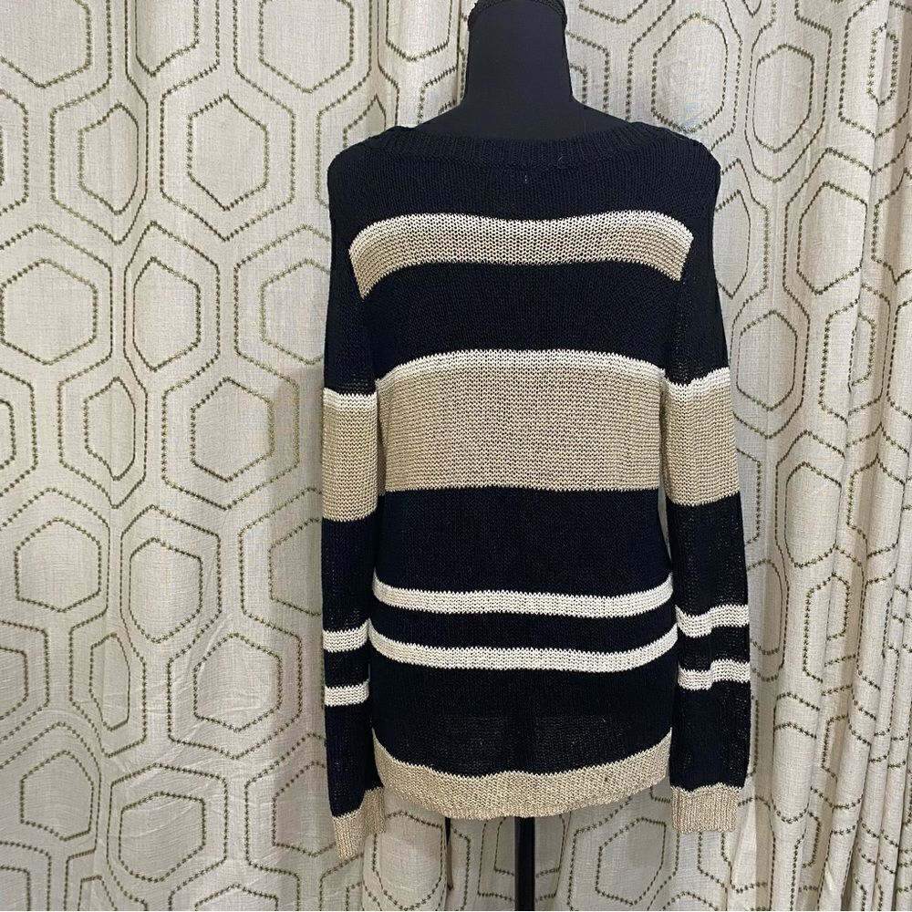 Ann Taylor Striped Open Knit Sweater Women's Medium